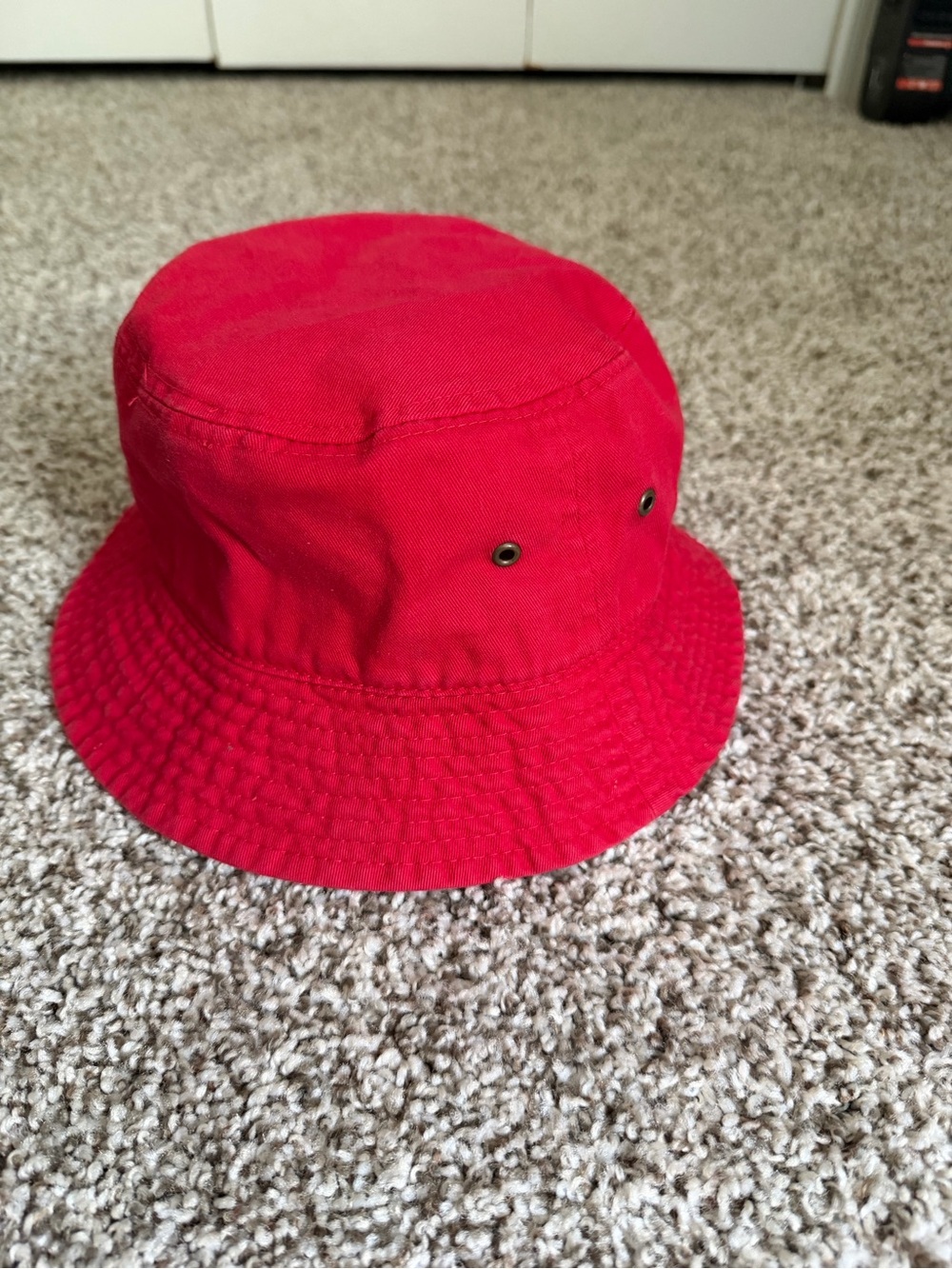 Red Cotton Bucket Hat - Women's Casual Sun Hat